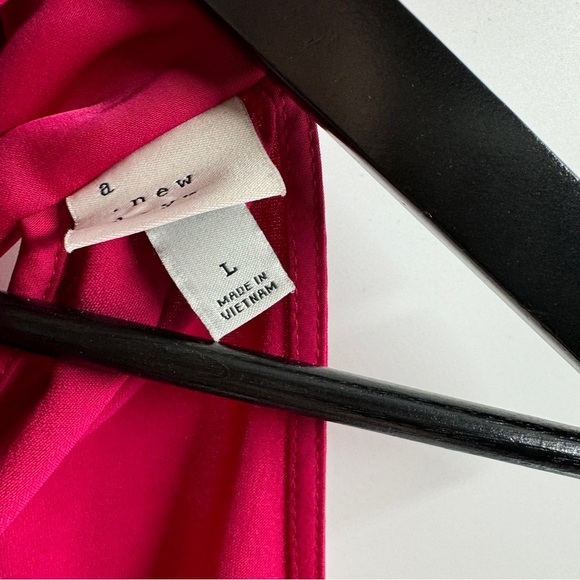 A New Day Hot Pink High Neck Tie Back Tank Top Sleek Finish Size Large - Picture 4 of 8